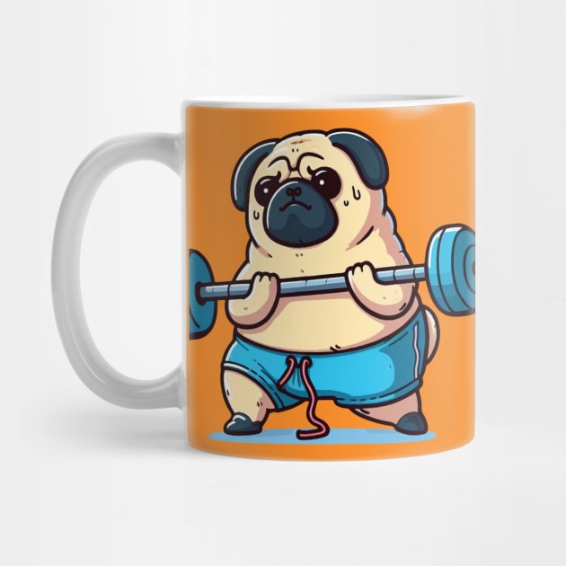 pug dog working out and lifting weights by Arteria6e9Vena